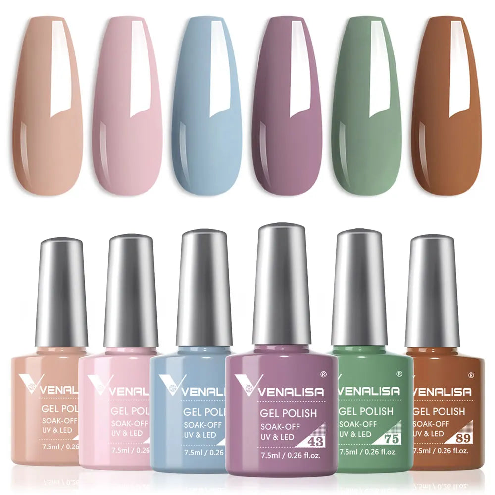 VIP5 Venalisa Nail Gel Polish Jelly Color HEMA/TPO FREE Nude Pink Semi Permanent Soak Off UVLED Gel Polish Sparkle Gel Varnish
