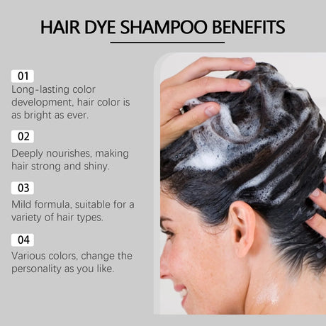 Herbal Hair Dye Shampoo Nourishing Repair Scalp Long Lasting Black Brown Red Puple Color Hair Color Shampoo Home Use Women Men