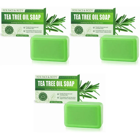 1/2/3pcs Tea Tree Soap,Relief Soap Bar, Moisturizing Exfoliate Relieve Cleansing Soap, Natural Bath Soap for Body and Face
