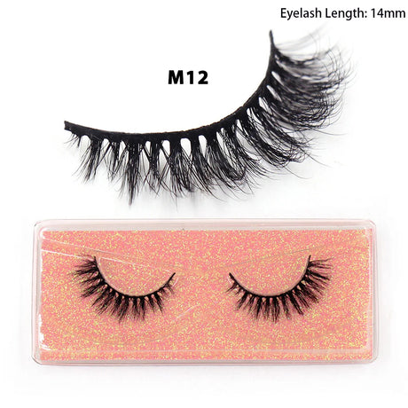 LEHUAMAO 12mm-15mm Short Natural 3D Mink Lashes Fluffy Wispy False Eyelashes 100% Cruelty Free Eyelash Extensio Face Makeup