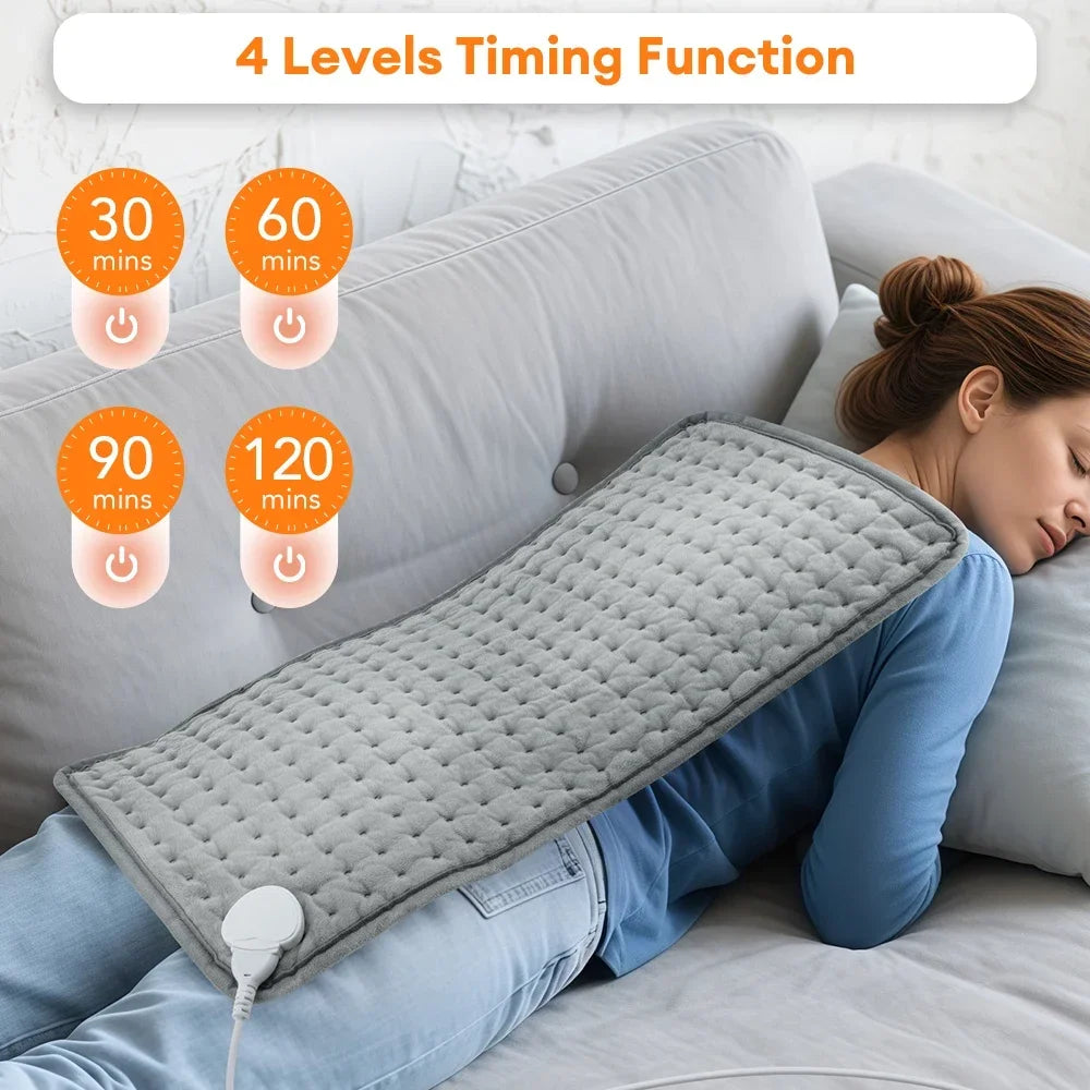 Electric Heating Pad with 9 Heat Settings 4 Timers, Soft Plush USB Washable Heated Mat for Back Neck Belly Office Home