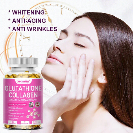 Collagen with Glutathione, Advanced Hydrolyzed Formula for Optimal Absorption, Skin, Hair, Nails & Joints, Natural Antioxidant Supplements