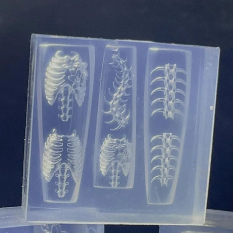 3D Silicone Nail Art Mold Ribs Spine Bone Design DIY Nail Decor Transparent Manicure Template