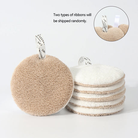 80 Round Absorbent Face Wash Pads 6Pcs, Machine Washable, Reusable Makeup Remover Tool, Suitable for All Skin Types