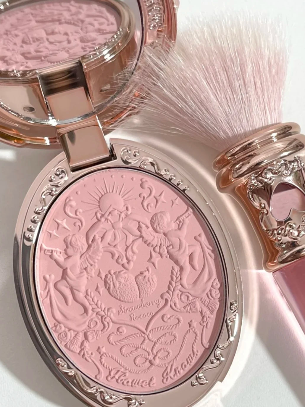 Flower Knows Strawberry Rococo Blush 02 Embossed Blush Face Makeup Matte Shimmer Waterproof Natural Nude Brightening Cheek