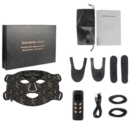 8 Colors Facial LED Mask with Neck Red Light Near Infrared Therapy Beauty Mask Anti Aging Skin Rejuvenation Lifting Tighten