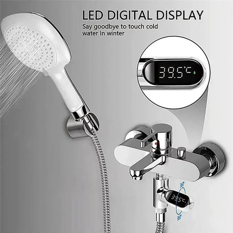 Shower Thermometer LED Display Baby Bath Water Thermometer Meter 360° Rotation Flow Water Self-Generating Temperture Monitor