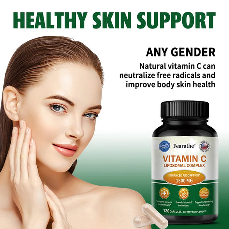 Liposomal Vitamin C Capsules - Powerful Antioxidant, Promotes Collagen Production, Skin Glow, Supports Heart, Immune Health