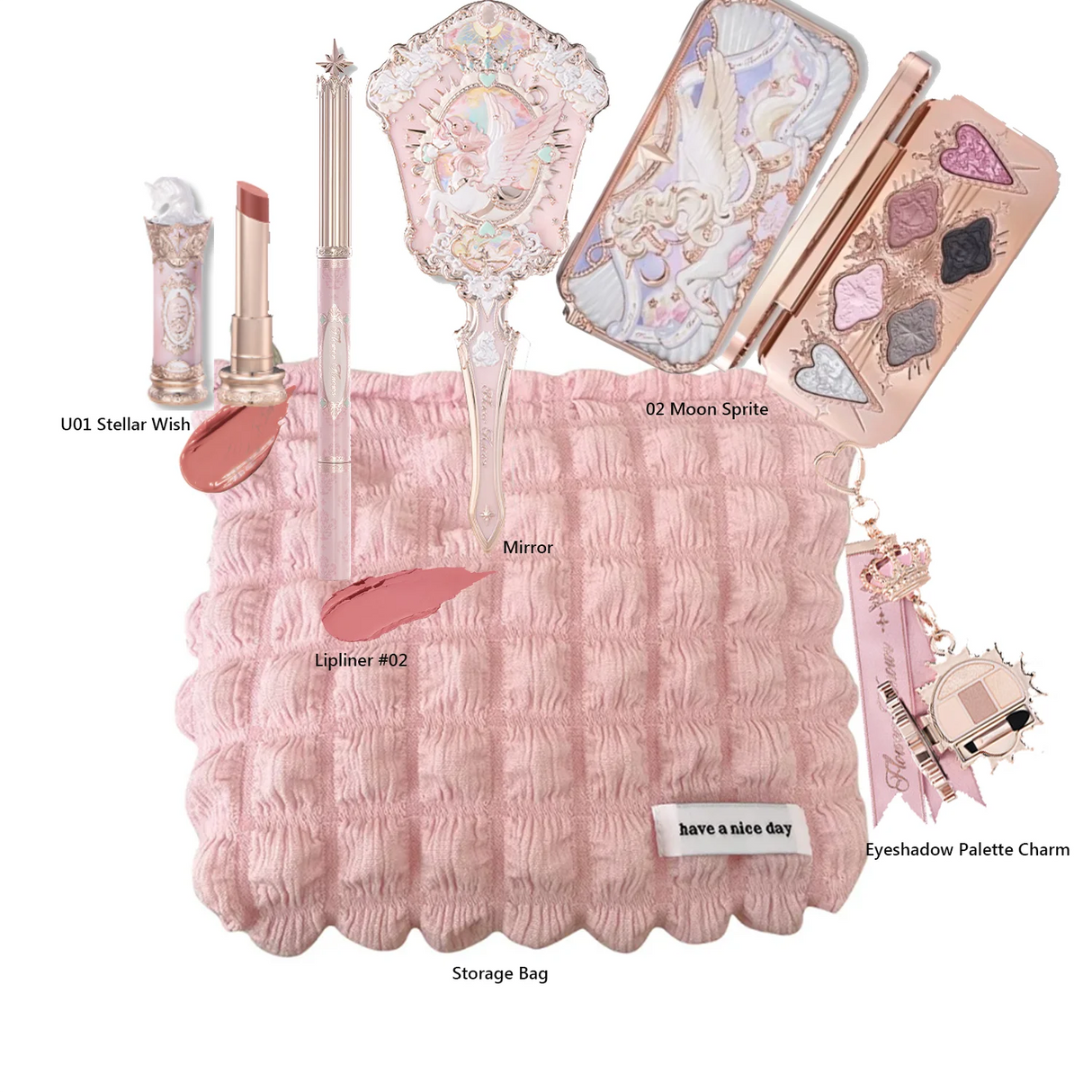 Flower Knows Strawberry Cupid Collection Makeup Kit Full Professional Face Palette Blush Eyeshadow Lip Cream Solid Perfume Sets