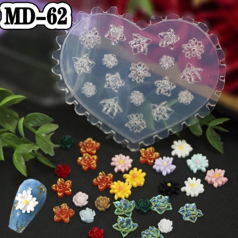 1Pcs 3D Silicone Nail Art Mold Reusable INS Fashion Versatile Camellia Bow Kawaii Butterfly DIY Party Nail Decoration Art