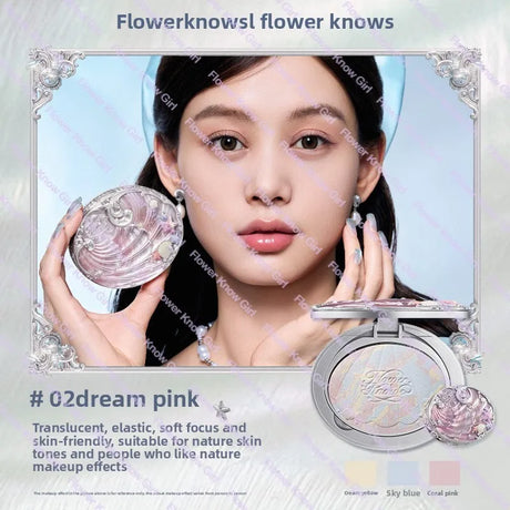 Flower Knows Shell Pearl Collection Baked Powder Mixed Color Honey Powder Clear Matte Makeup Setting Powder Natural Bronze Glow