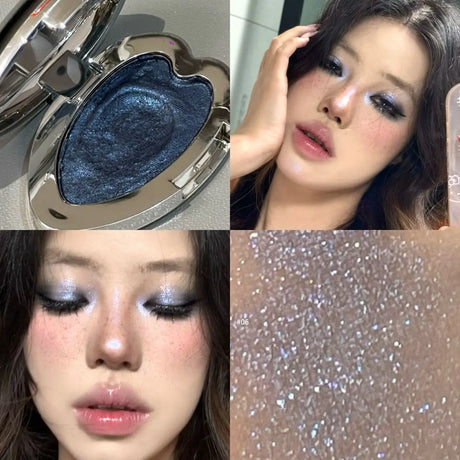 Pearlescent Lavender Eyeshadow Palette Facial Blusher Highlighter Brightening Glitter Heart-shaped Eye Shadow Makeup Cosmetics