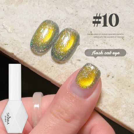 WS 10ML Sunlight Cat Eye Gel Nail Polish Autumn Winter Whitening Wine Red Color Light Sunset Glow Cat Eye Glass Beads Nail Atr