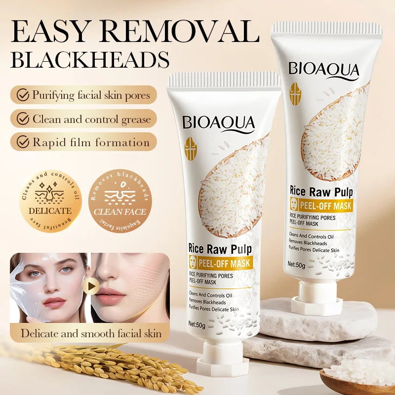 BIAOQUA White Rice Face Peeling Mask Moisturizing Remove Blackhead Whitening Anti-aging Anti Wrinkle Facial Peel Masks Skin Care