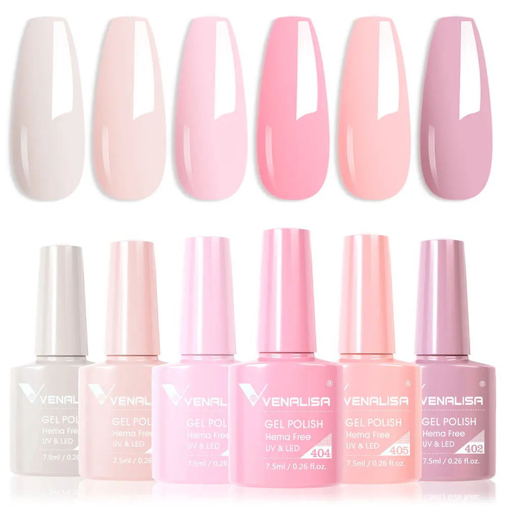 VIP5 Venalisa Nail Gel Polish Jelly Color HEMA/TPO FREE Nude Pink Semi Permanent Soak Off UVLED Gel Polish Sparkle Gel Varnish