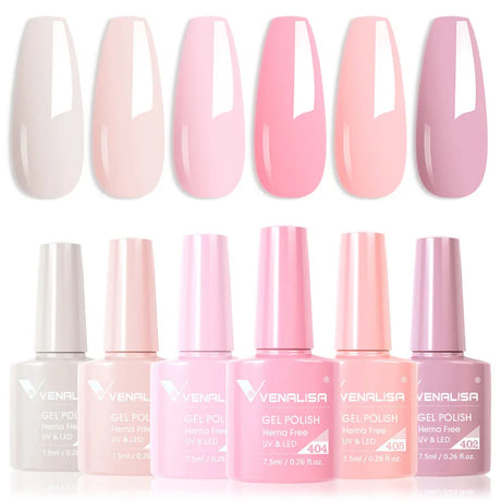 VIP5 Venalisa Nail Gel Polish Jelly Color HEMA/TPO FREE Nude Pink Semi Permanent Soak Off UVLED Gel Polish Sparkle Gel Varnish