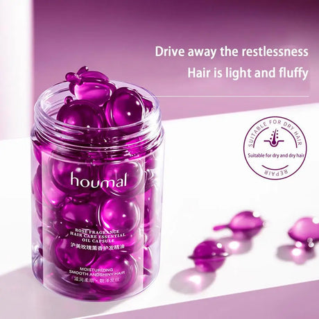 Hair Styling Serum for Frizzy & Dry Hair Rose Essence Oil Capsules Leave-in Anti Frizz Conditioner Repairs Dry, Damaged Hair