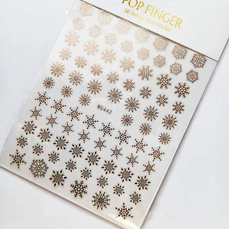 Sliver Bronzing 3D Christmas Nail Art Decoration Sticker Sparkly White Colorful Glitter Geometry Snowflake Winter Slider Foil