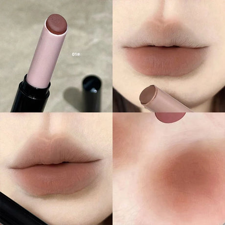 1Pc Matte Red Brown Lipstick Waterproof Matte Shimmer Lipstick Nude Lip Gloss Natural Rouge Balm Long-lasting Makeup Stick