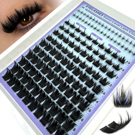 Salon-Like Lash Clusters Kit With Spikes DIY Eyelash Clusters D Curve Spiky Full Cluster Eyelash Extensions Kit Individual Lashe