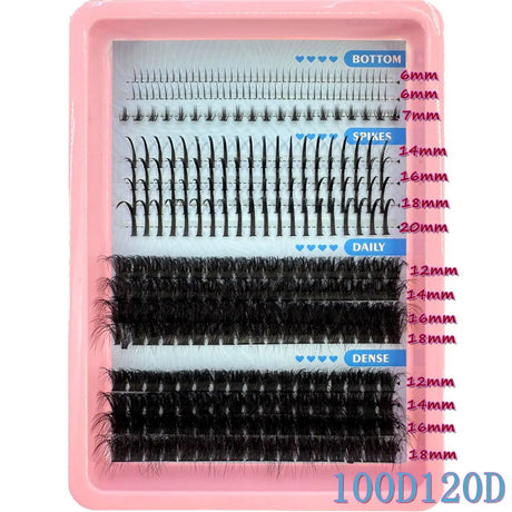 15Rows False Eyelashes Clusters Spikes&Bottom Lashes DIY Manga Cluster Eyelash Extensions Waterproof Individual Lashes Clusters