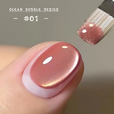 MN 1-20pcs 12ML Pink Gold Cat Eye Ocean Bubble Glass Beads Cat Eye Gel Nail Polish Blue Nails UV Light Nails Green Nails
