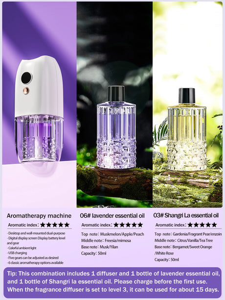 Multi-functional rechargeable portable aroma diffuser essential oil diffuser timer air freshener car home living room bathroom