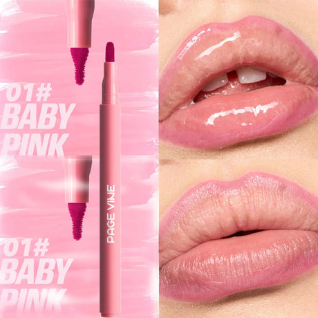 Plush Lip Brush Head Cherry Red Lip Liner Lip Contour Tint Lipstick Pencil Waterproof Velvet Brown Matte Lipliner Pencil Makeup