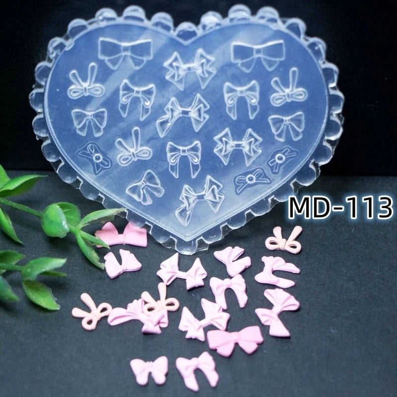 1Pcs 3D Silicone Nail Art Mold Reusable INS Fashion Versatile Camellia Bow Kawaii Butterfly DIY Party Nail Decoration Art