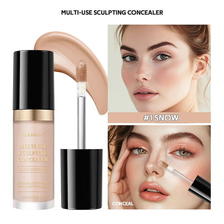 Super Coverage Concealer Multi-Use Cream Oil Free Highlight Covers Dark Circles Long-lasting Natural Matte Finish Long Wear Make