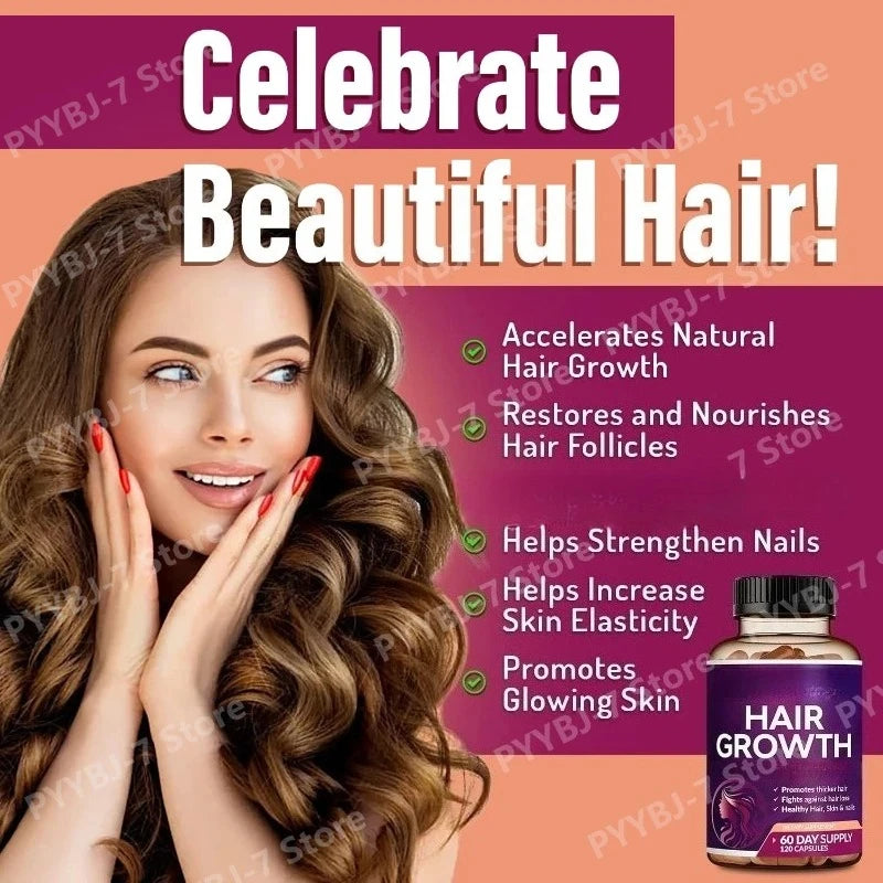 Biotin Collagen Hair Growth Supplement with Vitamins A C D3 E B12 Zinc Supports hair wellness appearance for Women