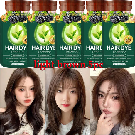 Pure Natural Herbal Hair Dye Shampoo Change Hair Color Cover Gray Hair White Hair Treatment Bubble Plant Hair Dye Hair Care
