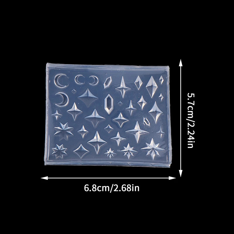 1pc Silicone Nail Art Molds Rhombus Diamond Pentagram Design Carving Template Nail Accessories For Women DIY Manicure Supplies