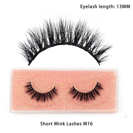 LEHUAMAO 12mm-15mm Short Natural 3D Mink Lashes Fluffy Wispy False Eyelashes 100% Cruelty Free Eyelash Extensio Face Makeup