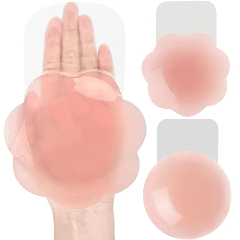 Women Lift Up Invisible Reusable Self Adhesive Silicone Breast Lift Tape Nipple Cover Chest Paste Push Up Party Dress Bras