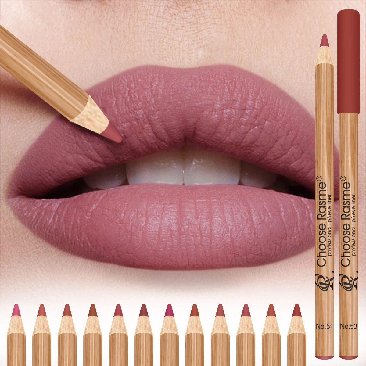 12 Matte Lip Liner Pencil Set Color Rendering Easy Makeup Waterproof Durable Lip Makeup Cosmetics Valentine's Day Gift