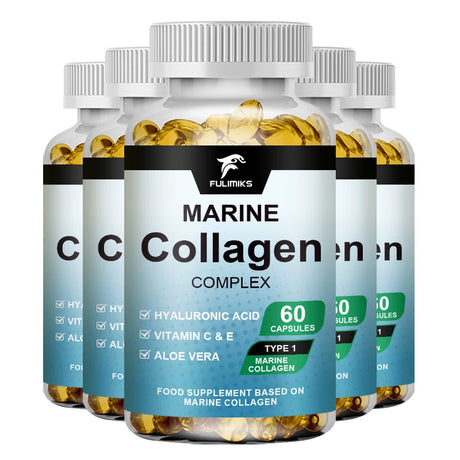 Advanced Marine Collagen Capsules, with Hyaluronic Acid, Aloe Vera & Zinc, Supports Skin Hydration, Hair Health & Vitality
