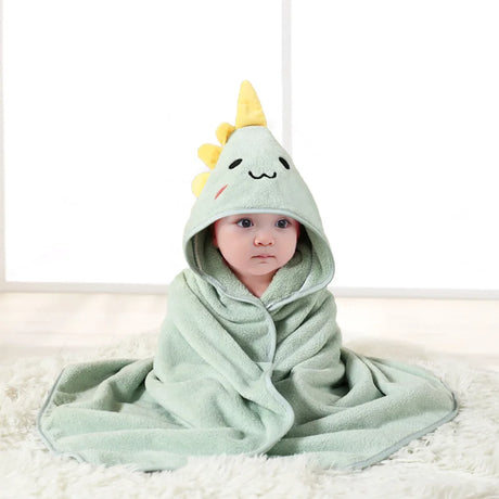 Toddler Bathrobe Infant Bath Towel Boy Girl Blankets Swaddle With Hood Cartoon Coral Fleece Towel Blanket Newborn Kids Bedding