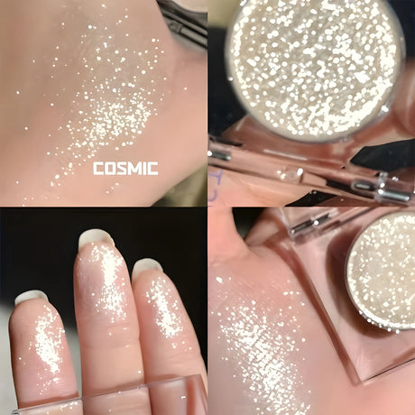 Glitter Eyeshadow, Single Highlighter, Highlighter Shimmering Powder, Long Lasting Metallic Shimmer, Eyelid and Cheekbone Makeup