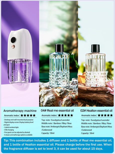 Multi-functional rechargeable portable aroma diffuser essential oil diffuser timer air freshener car home living room bathroom