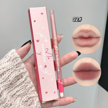 1pc Nude Brown Matte Lipliner Pencil with Brush Waterproof 3D Lip Liner Plumping Tint Contouring Milk Peach Lipstick Pen Makeup