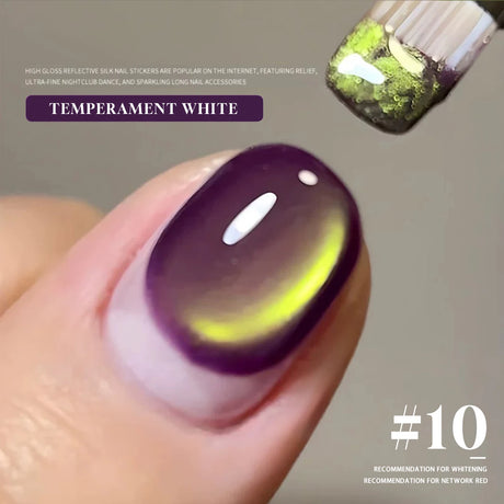 MN 1-20pcs 12ML Pink Gold Cat Eye Ocean Bubble Glass Beads Cat Eye Gel Nail Polish Blue Nails UV Light Nails Green Nails