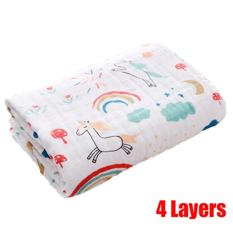 4-Layer Gauze Infant Washcloth Baby Bath Towel Newborn Bathrobe Cotton Swaddle Blanket for Boy Girl Children's Blanket