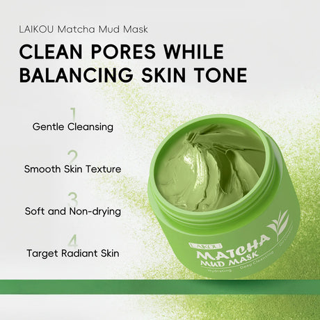 LAIKOU Longjing Matcha Mud Mask Refreshing Hydration & Moisturisation Removal Blackhead Clay Oil Control Deep Cleaning Mask