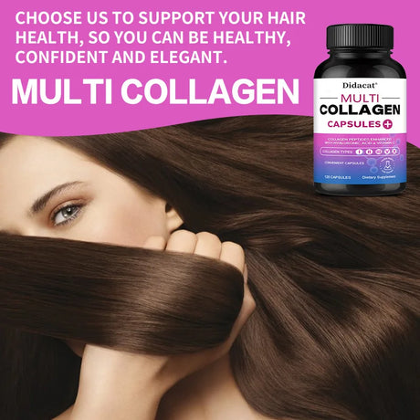 Multi Collagen Capsules with Hyaluronic Acid & Vitamin C, Support Cardiovascular, Skin Hair Nail Joint Bone & Digestive Wellness
