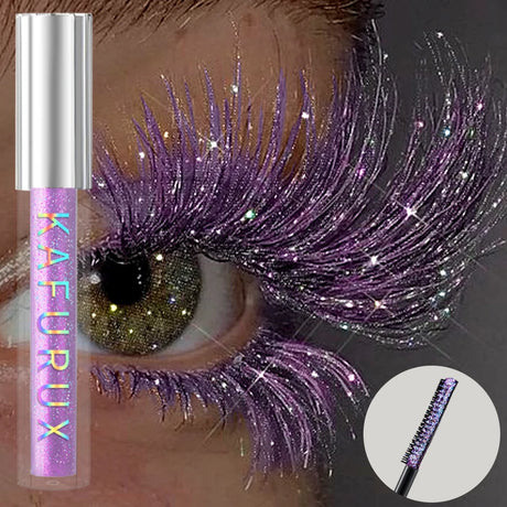 1pc Diamond Shine Waterproof Volume Curl Mascara Glitter Snow Effect,Smudge-proof Eye Makeup for All Skin Types Women Cosmetics