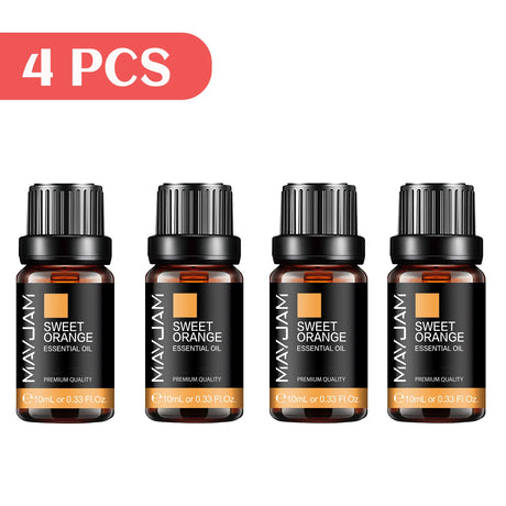 MAYJAM 4 Bottles Essential Oils Jasmine Lavender Eucalyptus Vanilla Sandalwood Frankincense Sweet Orange Patchouli Juniper Oil
