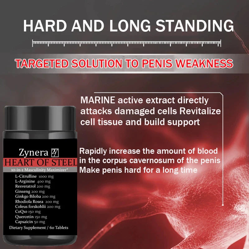 Natural Muscle Builder Enlargement Pills Men's Energizer, Increase Size & Stamina, Enhance Endurance Tablets, Testosterone Boost