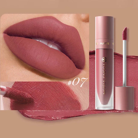 DUNUF 8-Color Matte Velvet Smooth Easy-to-Apply Square Tube Lip Gloss Waterproof Three-Dimensional Plumping Lipstick