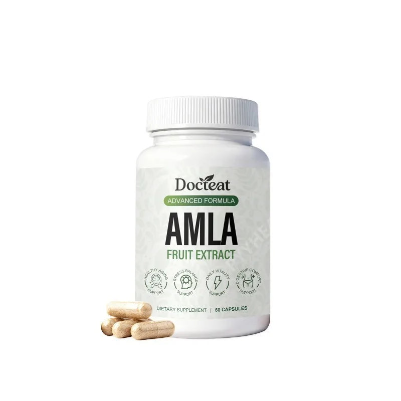 Docteat Amla Fruit Extract Capsules Daily Energy Stress Balance Skin Vitality Support for Men and Women 60 Capsules